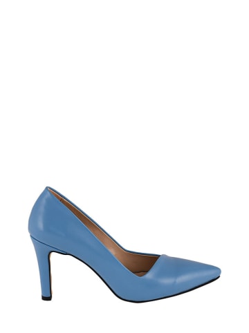 Lizza Shoes Skórzane szpilki w kolorze niebieskim