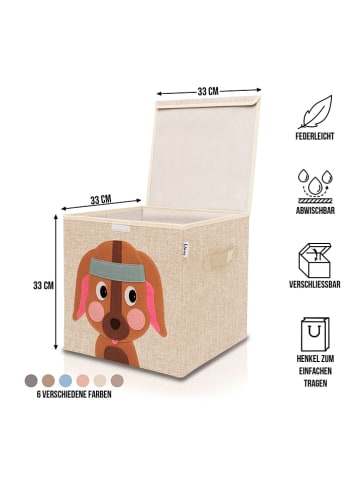 Lifeney Aufbewahrungsbox "Hund" in Hellbraun/ Beige - (B)33 x (H)33 x (T)33 cm
