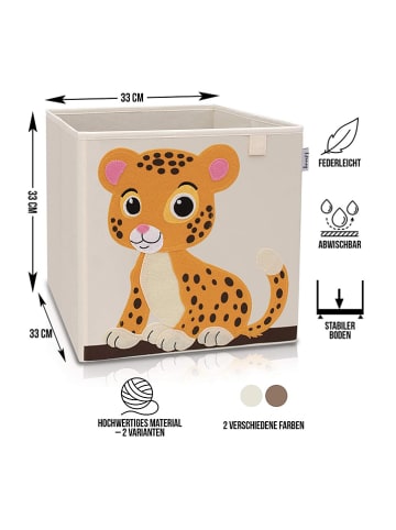 Lifeney Aufbewahrungsbox "Tiger" in Beige/ Orange - (B)33 x (H)33 x (T)33 cm