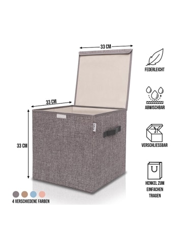 Lifeney Aufbewahrungsbox in Grau - (B)33 x (H)33 x (T)33 cm