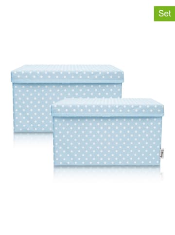 Lifeney 2-delige set: opbergboxen "Stippen" lichtblauw - (B)37 x (H)21 x (D)25 cm