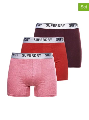 Superdry Bokserki (3 pary) w kolorze czerwono-różowym
