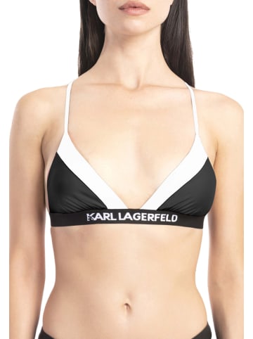 Karl Lagerfeld Bikini-Oberteil in Schwarz/ Weiß