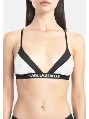 Karl Lagerfeld Bikini-Oberteil in Weiß/ Schwarz