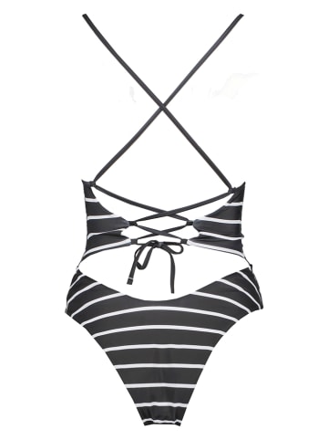 Karl Lagerfeld Badeanzug in Schwarz/ Weiß