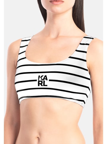 Karl Lagerfeld Bikini-Oberteil in Weiß/ Schwarz