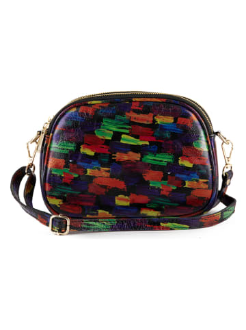 Anna Morellini Leren schoudertas zwart/meerkleurig - (B)23 x (H)17 x (D)7 cm