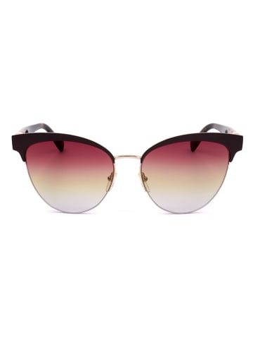 Longchamp Damen-Sonnenbrille in Dunkelbraun-Gold/ Pink-Gelb