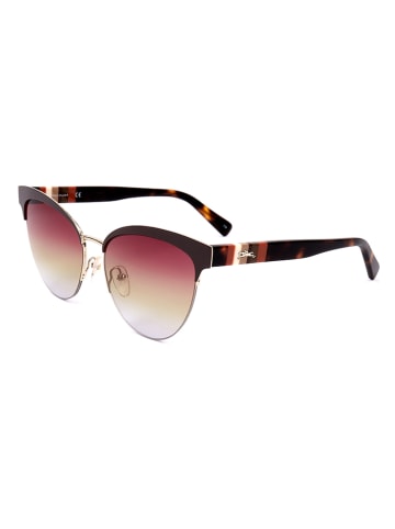 Longchamp Damskie okulary przeciwsłoneczne w kolorze złoto-ciemnobrązowo-różowym