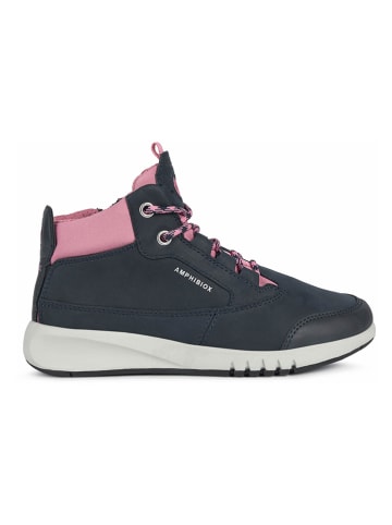 Geox Skórzane sneakersy "Aeranter" w kolorze czarno-jasnoróżowym