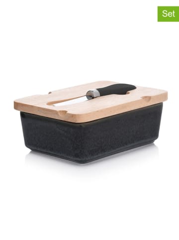 DUKA Botervloot antraciet/bruin - (B)15 x (H)10,5 x (D)6 cm