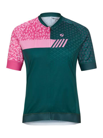 Ziener Koszulka kolarska "Natja" w kolorze różowo-zielonym