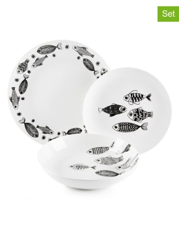 Trendy Kitchen by EXCÉLSA 18-delig tafelservies "Black Sea" wit/zwart