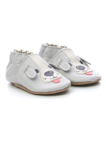 Robeez Skórzane buty "Sweety dog" w kolorze jasnoszarym do raczkowania