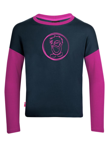 Trollkids Koszulka funkcyjna "Preikestolen" w kolorze granatowo-różowym