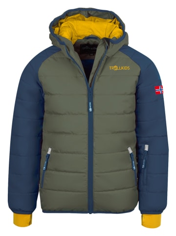 Trollkids Kurtka narciarska "Hafjell XT" w kolorze granatowo-oliwkowym