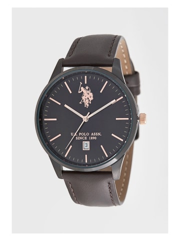 U.S. Polo Assn. Kwartshorloge donkerbruin/zwart