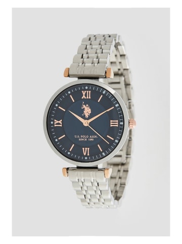 U.S. Polo Assn. Quarzuhr in Silber/ Dunkelblau