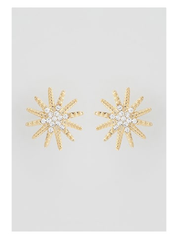 U.S. Polo Assn. Pozłacane kolczyki-wkrętki z kryształami