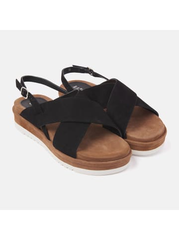Lazamani Leren sandalen zwart