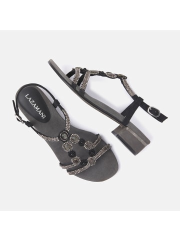 Lazamani Leren haksandalen zwart