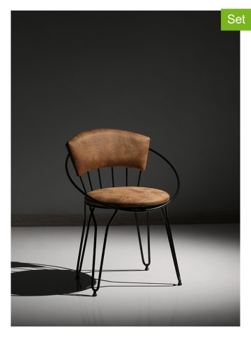 Scandinavia Concept 2-delige set: stoelen "Istanbul" lichtbruin/zwart - (B)60 x (H)76,5 x (D)50 cm