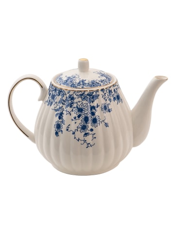 Clayre & Eef Dzbanek w kolorze biało-niebieskim do herbaty - 15 x 23 x 14 cm