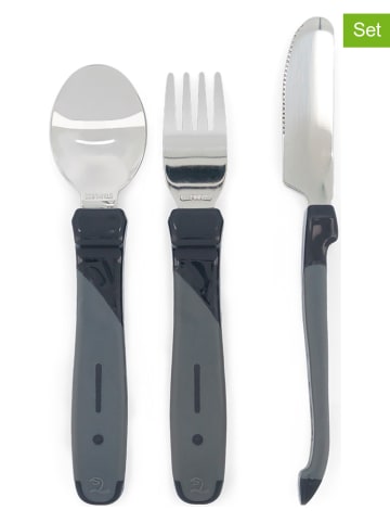 Twistshake 3-delige set: eetleerbestek zwart - (L)22,5 cm