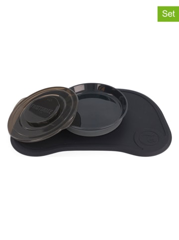 Twistshake 2tlg. Set: Tischunterlage und Esslernteller in Schwarz