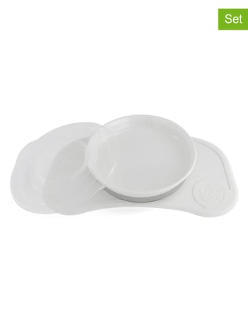 Twistshake 2tlg. Set: Tischunterlage und Esslernteller in Weiß