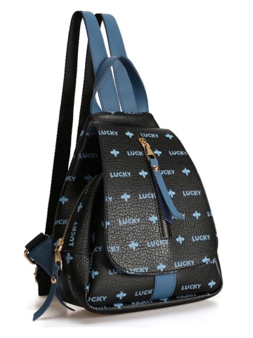 Lucky Bees Rugzak zwart/donkerblauw - (B)30 x (H)35 x (D)13 cm