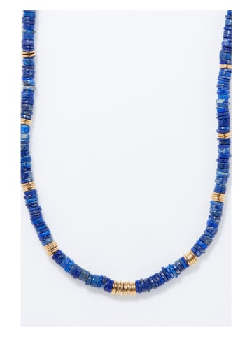 AMAZONIA Pozłacany naszyjnik "Atlacoya" z lapis lazuli - dł. 43 cm