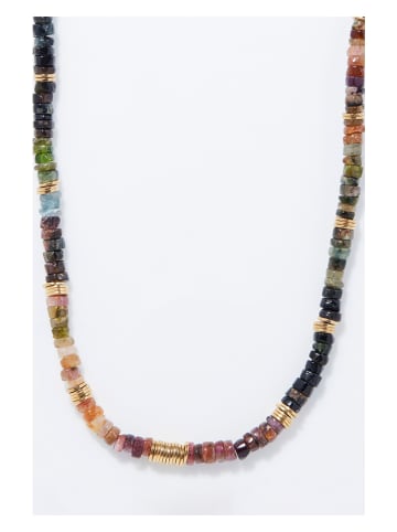 AMAZONIA Vergold. Halskette "Atlacoya" mit Edelsteinen - (L)43 cm