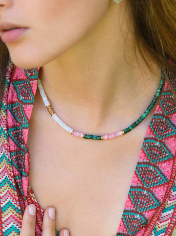 AMAZONIA Vergulde ketting "Atlacoya" met edelstenen - (L)43 cm