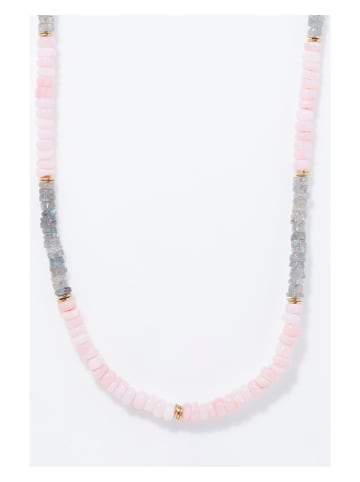 AMAZONIA Vergold. Halskette "Nahuatl" mit Edelsteinen - (L)43 cm