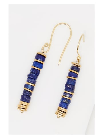AMAZONIA Pozłacane kolczyki "Quetzal" z lapis lazuli