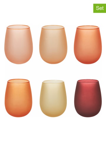 Villa d´Este 6-delige set: glazen "Happy Hour" oranje/geel/rood - 500 ml