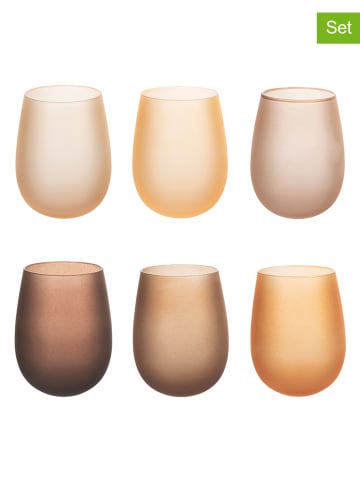 Villa d´Este Szklanki (6 szt.) w kolorze jasnobrązowym, żółtym i beżowym - 500 ml