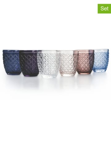 Villa d´Este 6-delige set: waterglazen "Castle" meerkleurig - 275 ml