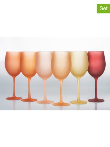 Villa d´Este 6-delige set: wijnglazen "Happy Hour" oranje/geel - 550 ml