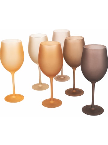 Villa d´Este 6-delige set: wijnglazen "Happy Hour" lichtbruin/oranje - 550 ml