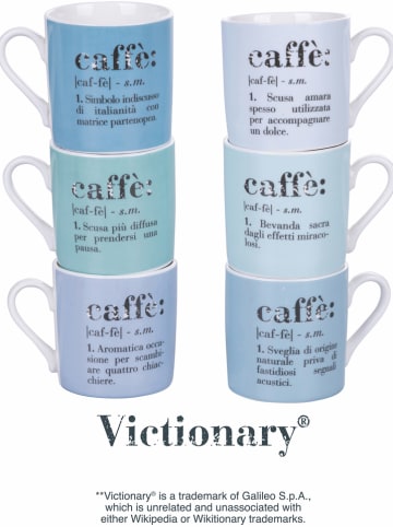 Villa d´Este 6-delige set: espressokoppen "Victionary" blauw/groen - 90 ml