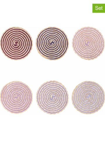 Villa d´Este 6-delige set: placemats "Spiral" paars/lichtroze - Ø 38 mm