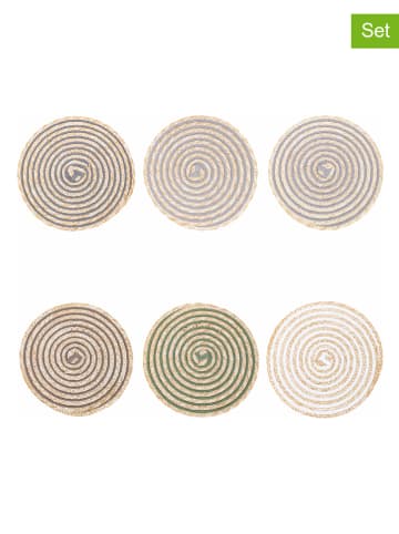 Shades of (Villa d'este) 6-delige set: placemats "Spiral" beige - Ø 38 cm