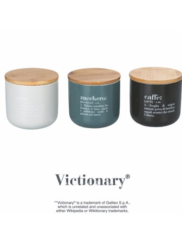Shades of (Villa d'este) 3-delige set: voorraaddozen "Victionary" blauw/zwart/wit - (H)9,5 x Ø 9,5 cm
