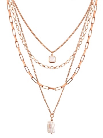 Tassioni Rosévergold. Halskette mit Perle - (L)64 cm