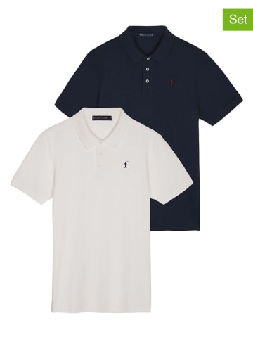 Polo Club 2er-Set: Poloshirts in Dunkelblau/ Weiß