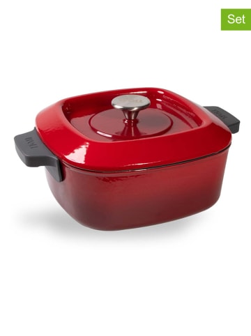 Woll 2tlg. Set: Kasserolle "Iron" in Rot - (L)24 x (B)24 cm