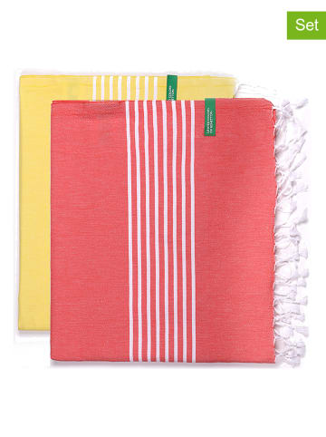 Benetton 2-delige set: fouta's geel/oranje - (L)165 x (B)80 cm