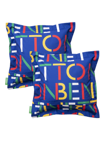 Benetton Kussen blauw/meerkleurig - (L)40 x (B)40 cm